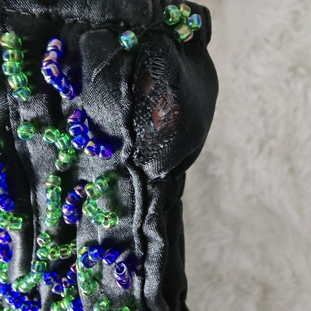 Victoria's Secret VTG Gold Label Black Corset Blue Green Beaded Bra Bustier Med - Picture 14 of 16